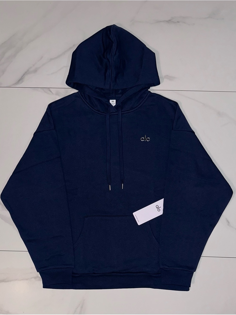 Alo Yoga Accolade Hoodie Navy Pullover Sweatshirt Size XL